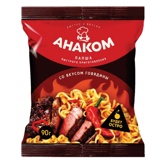 Лапша быстрого приготовления со вкусом острой говядины