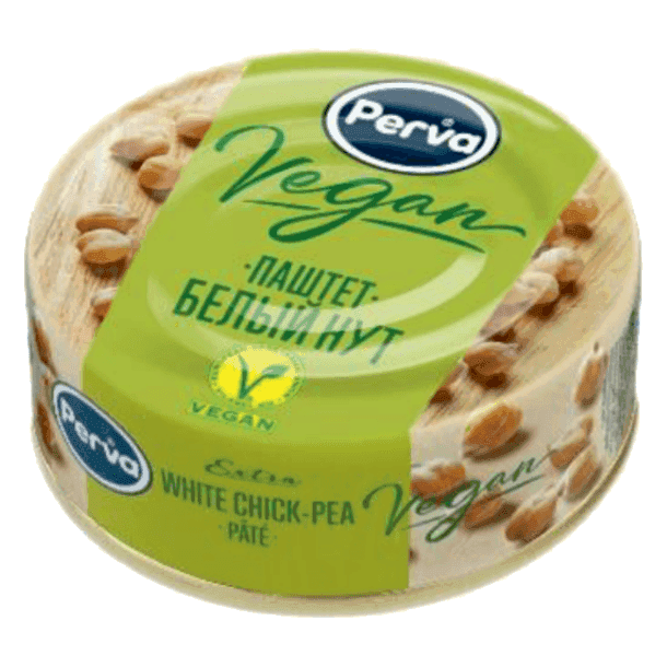 Plant-based pâté “PERVA VEGAN” “White Chickpea” in a drawn can, 100 g
