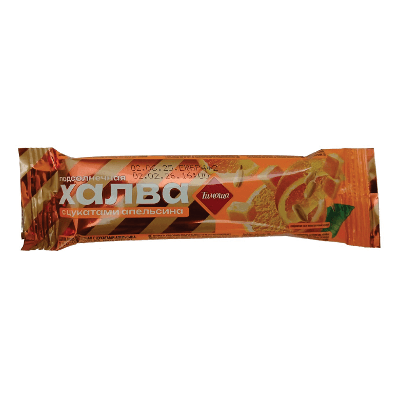 Sunflower halva with candied orange bar, 50 g